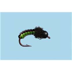 Turrall Tungsten Nymphs - Juicy Grub Black/Lime - TB18