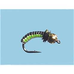 Turrall Juicy Grub Nymphs - Black/Lime Goldhead - JG07